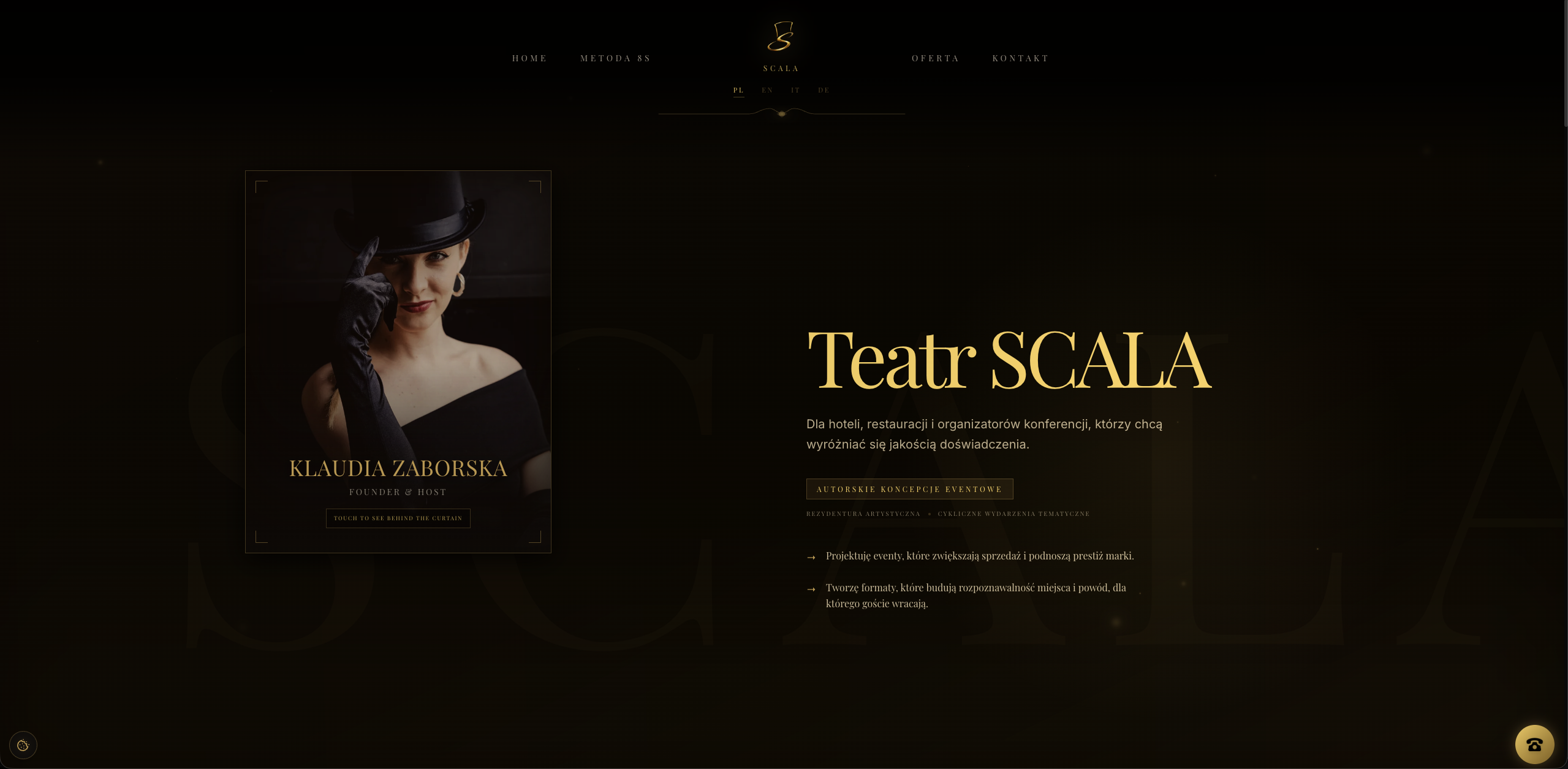 Strona Teatr SCALA — widok desktopowy